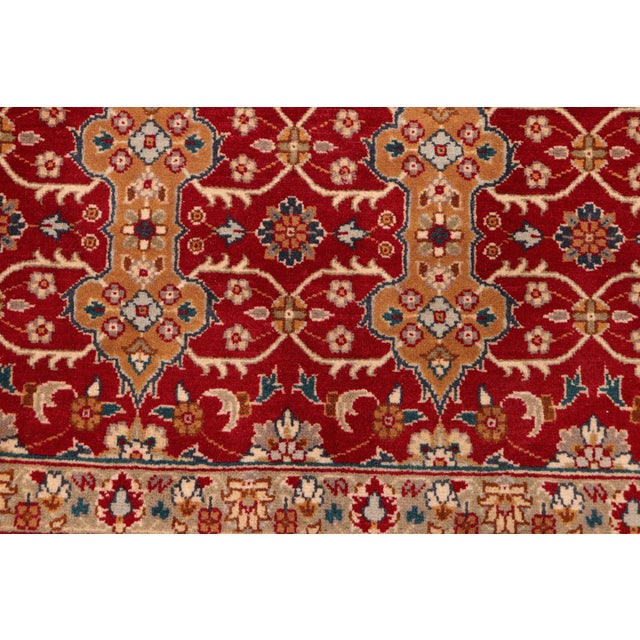 Shabby Chic 1990's Abstract Pak-Persian Red/Gold Wool Rug - 6'1'' X 9'4'' For Sale In New York - Image 6 of 9