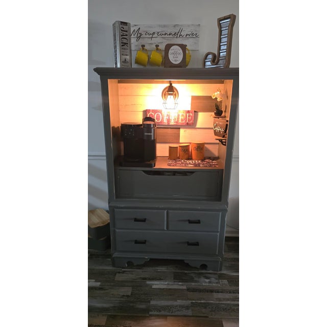 Wood Farmhouse Style Thomasville Armoire/Coffeebar For Sale - Image 7 of 8