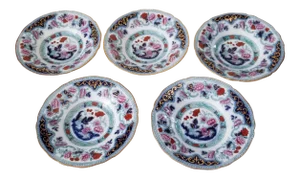 Mid 19th Century Five Cauldon Transferware Plates