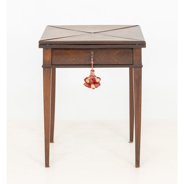 Traditional Edwardian Style Folding Envelope Game Table For Sale - Image 3 of 9