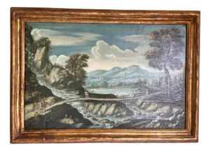 Landscape Capricci with Figures, Veneto, Early 18th Century Oil on Canvas