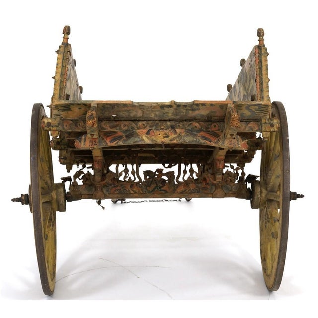 Antique SICILIAN CARRETTO WEDDING 19th Century FULL SIZE DONKEY CART For Sale In Cleveland - Image 6 of 12