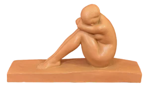 Amedeo Gennarelli, Art Deco Crouching Young Woman, 20th Century, Terracotta