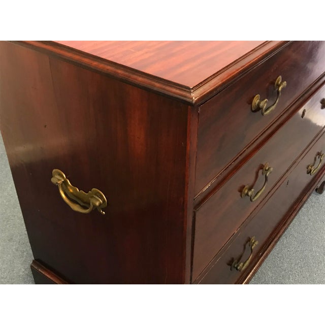 Brown 18th Century Bachelors Chest of Drawers With Heavy Brass Hardware and Side Carry Handles For Sale - Image 8 of 13