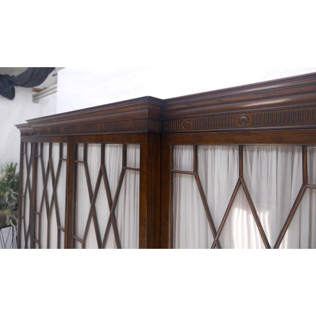 Brown Large 8' Wide Mahogany Two Part individual Glass Panels Breakfront MINT For Sale - Image 8 of 12