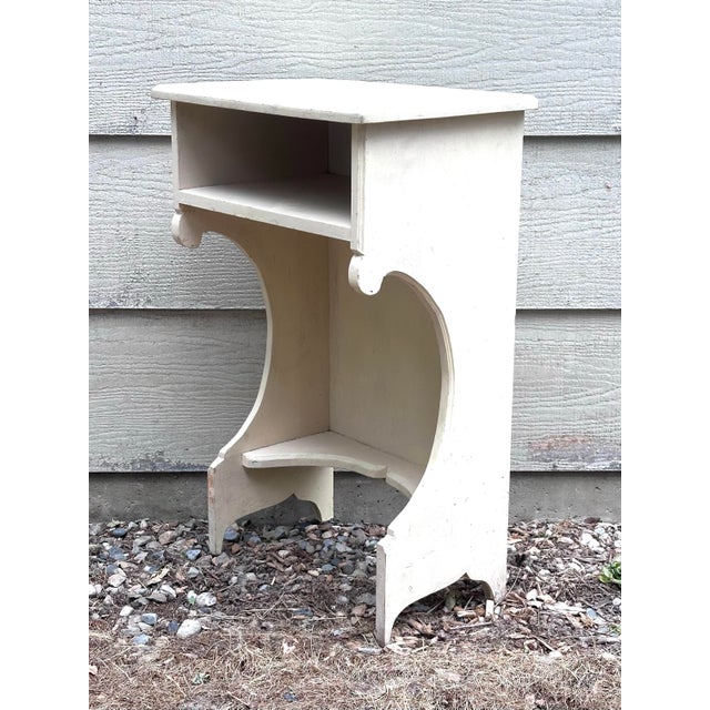 French Country Small Vintage Cream Cubby Side Table For Sale - Image 3 of 9