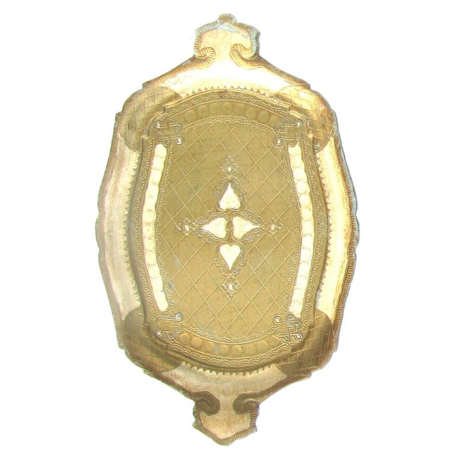 Midcentury Italian Florentine Trays & Plaque, Set of 3 For Sale - Image 4 of 5