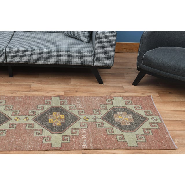 1970s Turkish Oushak Handmade Wool Cotton Orange Runner Rug For Sale In San Francisco - Image 6 of 11