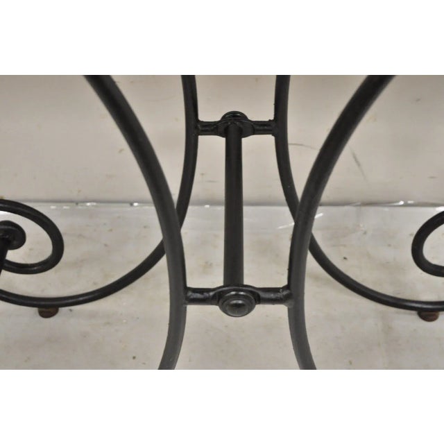 Early 20th Century French Country Pastry Style Wrought Iron Marble Top Baker's Console Table For Sale In Philadelphia - Image 6 of 12