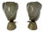 Art Deco Italian Grey and Gold Leaf Murano Glass Vase Lamps, 2000s, Set of 2 For Sale