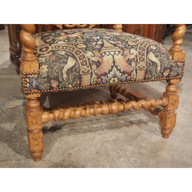 Large Carved Oak Renaissance Style Armchair From France, C. 1890 For Sale - Image 10 of 13