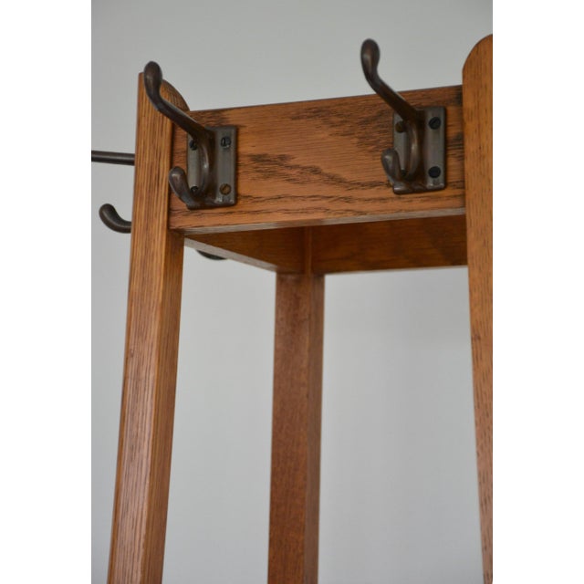Mid-Century Oak Coat Stand with Umbrella Holders and Drip Tray, 1950 For Sale - Image 13 of 18