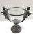 Baroque Style Case Glass Bowl with Dual Figurative Metal Handles and Stand Measures 14" wide handle to handle, 10"...