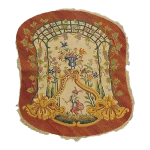 Vintage Rust & Gold Aubusson Tapestry Chair Back Cover