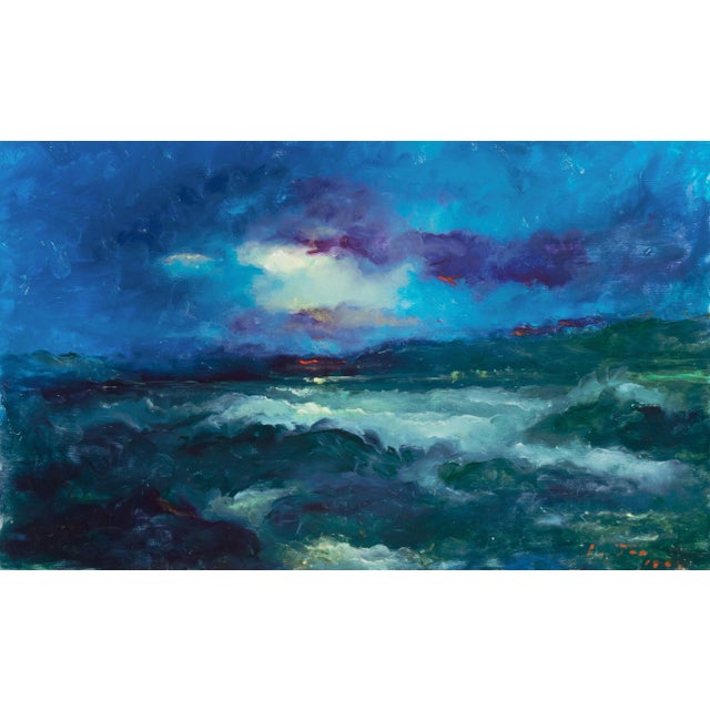 'Sunset, San Francisco Bay' by Victor Papkov, 1988; Impressionist Seascape For Sale - Image 9 of 9