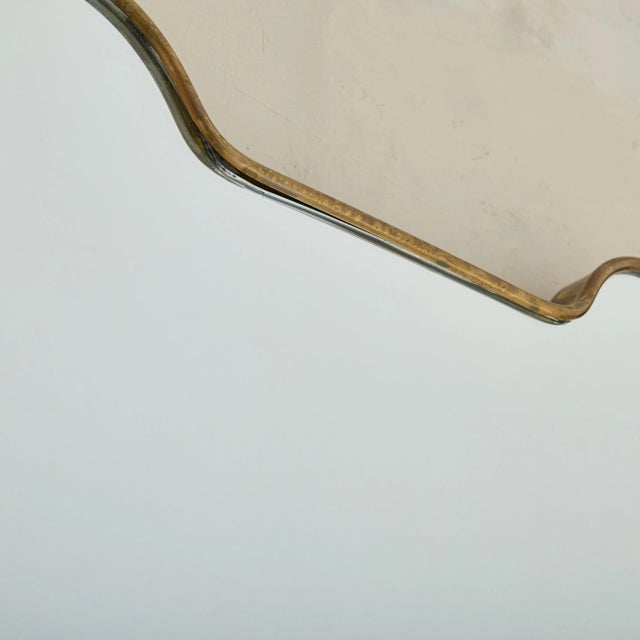 Brass Italian Brass Shield Shape Wall Mirror No. 08, 1970s For Sale - Image 8 of 10