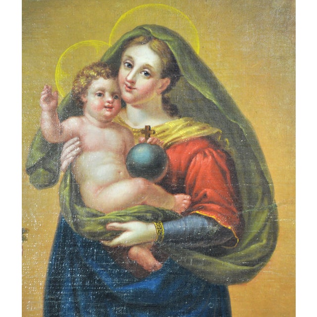 Agostino Cottolengo, Madonna with Child and Angels, Oil Painting on Canvas, Early 1800s For Sale - Image 13 of 15