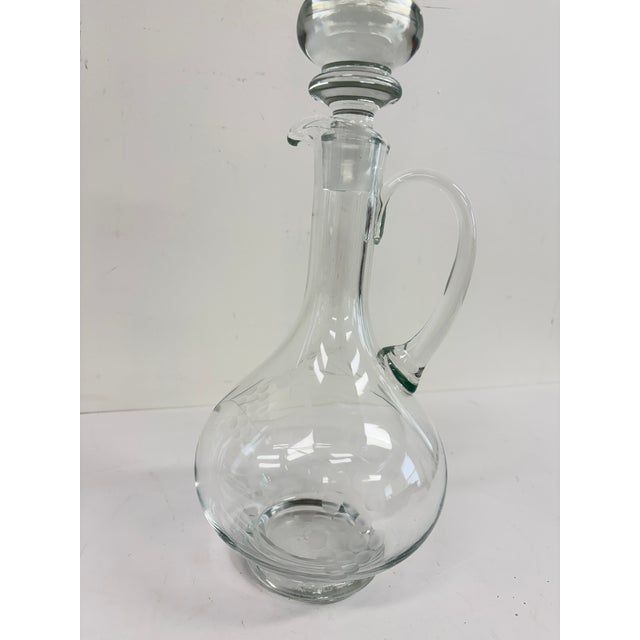 Vintage 1980s Etched Crystal Grape Vine Wine Decanter With Handle & Ball Stopper For Sale - Image 4 of 16