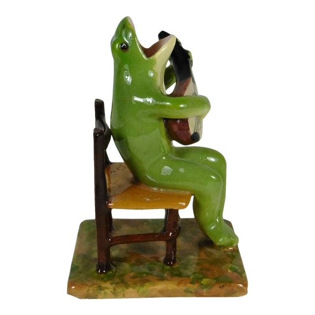 Majolica Frog Sitting on a Chair Jerome Massier, circa 1910 For Sale