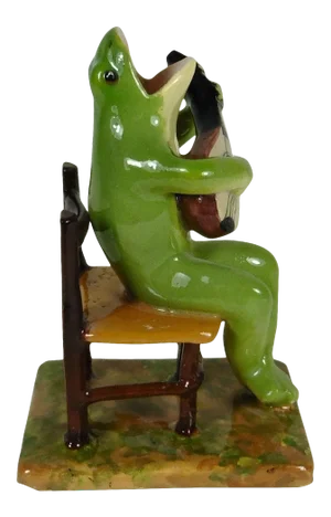 Majolica Frog Sitting on a Chair Jerome Massier, circa 1910