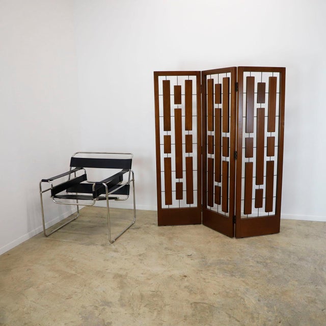 1950s Folding Screen Room Divider in Solid Wood For Sale - Image 5 of 5