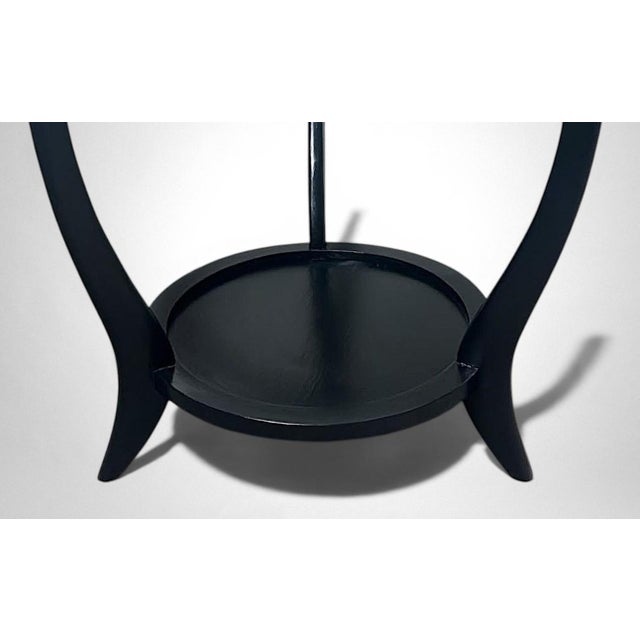 Mid 20th Century Paolo Buffa Style Black Ebonized Italian Art Deco Side Table Ground Glass Top For Sale - Image 12 of 18