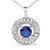 Contemporary Sterling Silver Lab Grown Sapphire and Baguette Diamond Medallion Pendant Necklace For Sale - Image 3 of 5