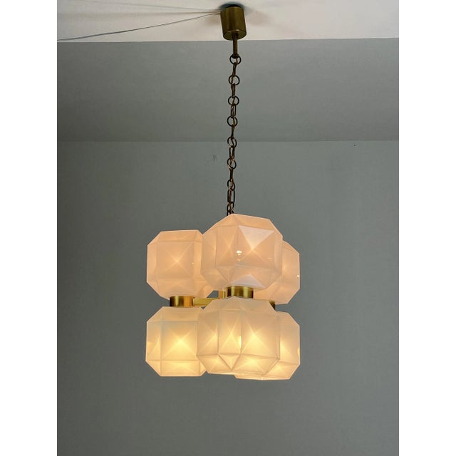 Mid-Century Murano Glass and Gold Metal Chandelier, 1960s For Sale - Image 10 of 13
