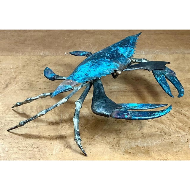 Vintage Patinated Metal Crab Figure For Sale - Image 9 of 12