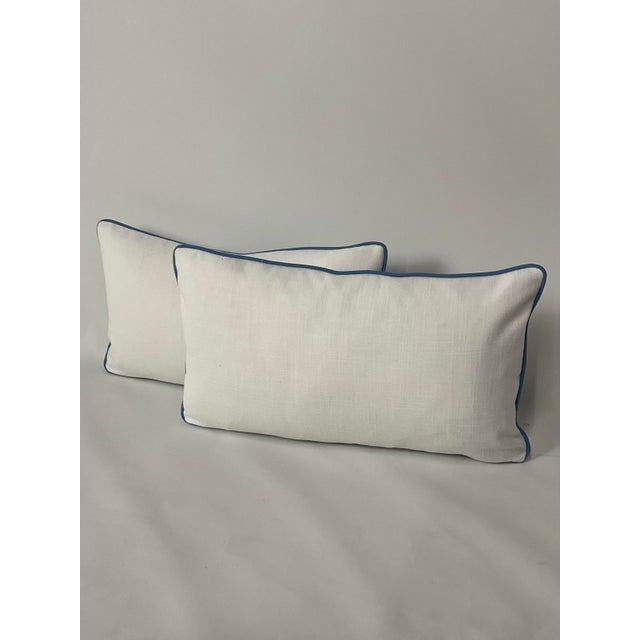 Minimalism Thibaut Pasadena in Blue and Green Lumbar Pillows - Pair For Sale - Image 3 of 3