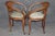 Pair Antique French Art Noveau Carved Wood Cane Back Armchairs For Sale - Image 4 of 9