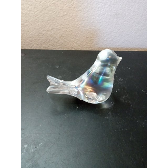 Glass Vintage Fenton Iridescent Art Glass Bird Figurine For Sale - Image 7 of 7
