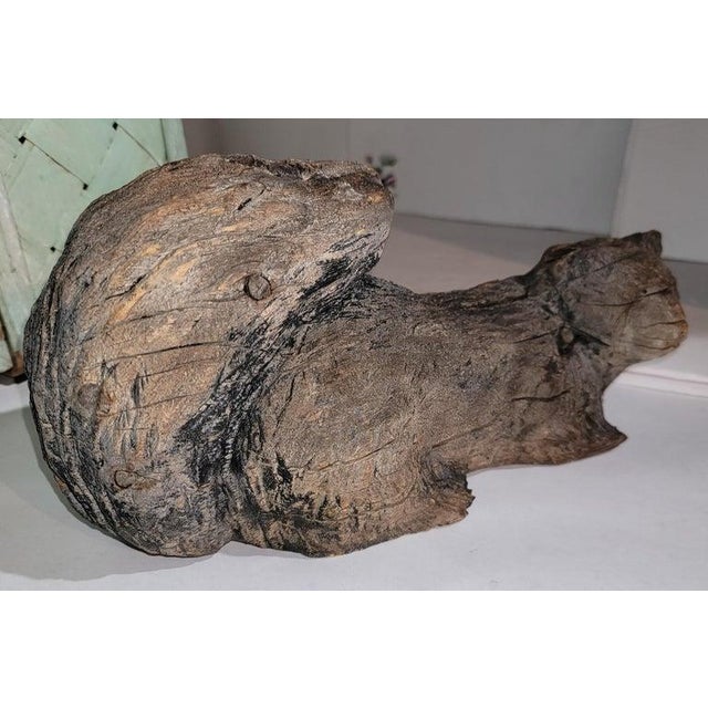 Hand Carved Wood Folk Art Squirrel Sculpture For Sale - Image 4 of 9