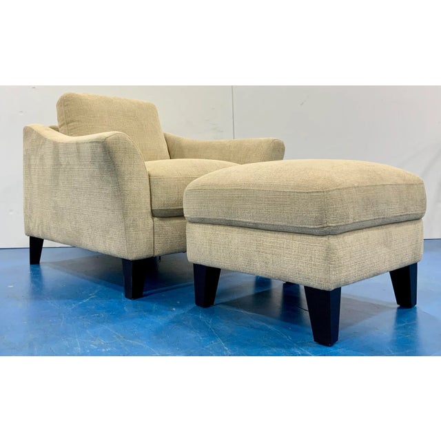 Beige Light Beige Modern Chenille Chair and Ottoman Set For Sale - Image 8 of 8