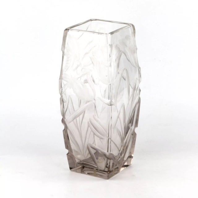 Large Crystal Vase with Irises For Sale - Image 4 of 8