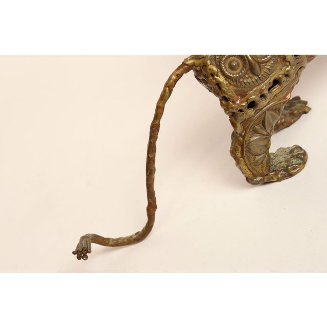 Vintage Brutalist Embossed Brass and Steel Lion Sculpture by Pal Kepenyes For Sale - Image 12 of 18