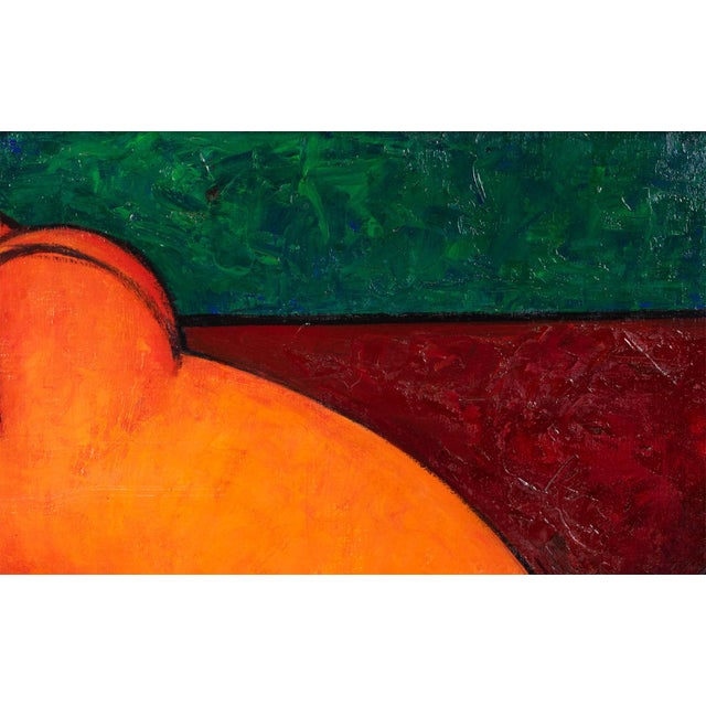 Orange Modern Orange Nude Oil on Canvas Painting, 1970 For Sale - Image 8 of 17