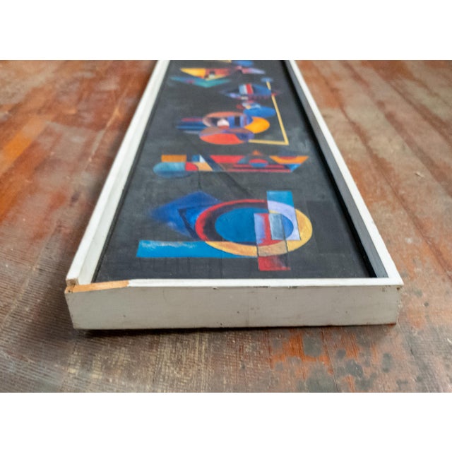 Mid-Century Modern Geometric Abstract Painting on Masonite, 1963 For Sale - Image 12 of 14