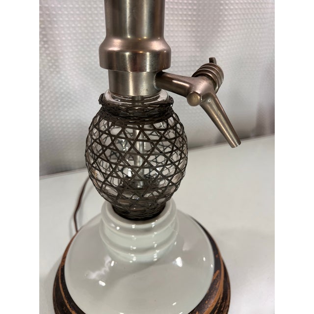 Silver Vintage Frederick Cooper Seltzer Bottle Table Lamp For Sale - Image 8 of 11