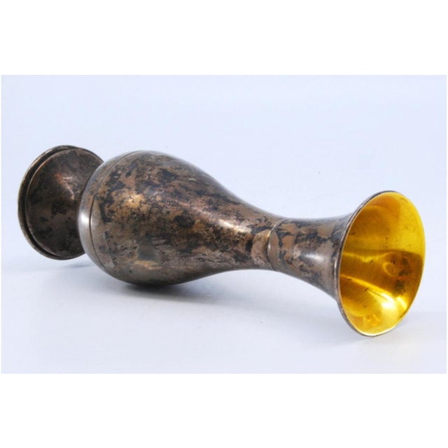 Small Smooth Silver Vase with Circular Base and Gold Interior For Sale - Image 3 of 9