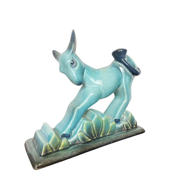 Blue Vintage Mid Century Modern Art Deco Donkey Figurine Porcelain Ceramic by Beswick Blue Glaze For Sale - Image 8 of 8
