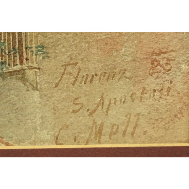 Carl Mell, View of the Church of the Holy Apostles in Florence, 20th Century, Watercolor For Sale - Image 16 of 18