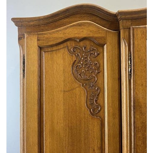 Vintage French Louis XVI Style Wardrobe in Oak For Sale - Image 6 of 12