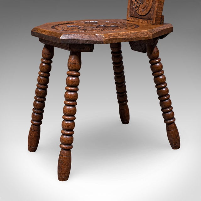 Antique Pembrokeshire Spinning Chair, Welsh, Oak, Work Seat, Stool, Victorian For Sale - Image 10 of 10