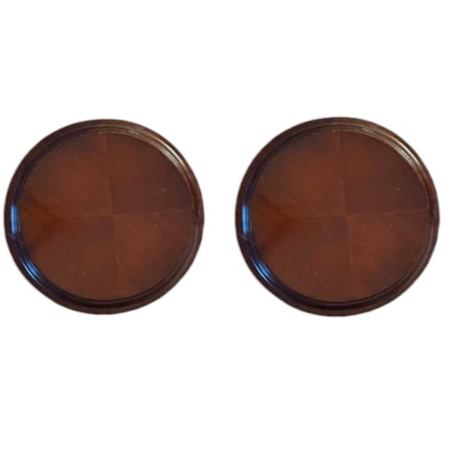 Chestnut Stunning Pair of Vintage Hollywood Regency Bookmatched Cherry Accent Tables by Hekman Furniture For Sale - Image 8 of 11