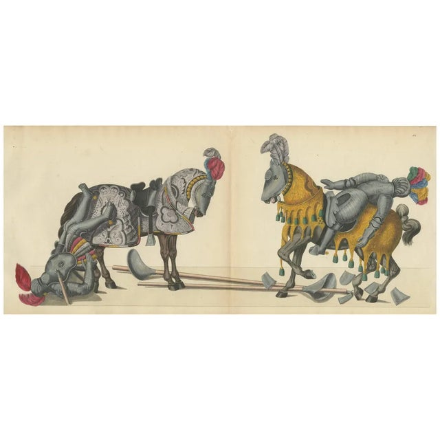 Fallen Knights and Horses Post-Joust, 1842, Lithograph For Sale