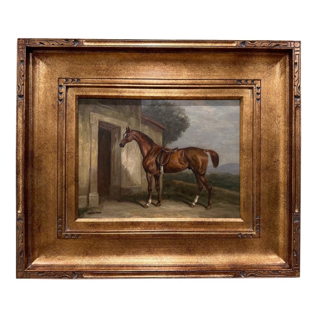 Equestrian Portait in Handsome Giltwood Frame For Sale
