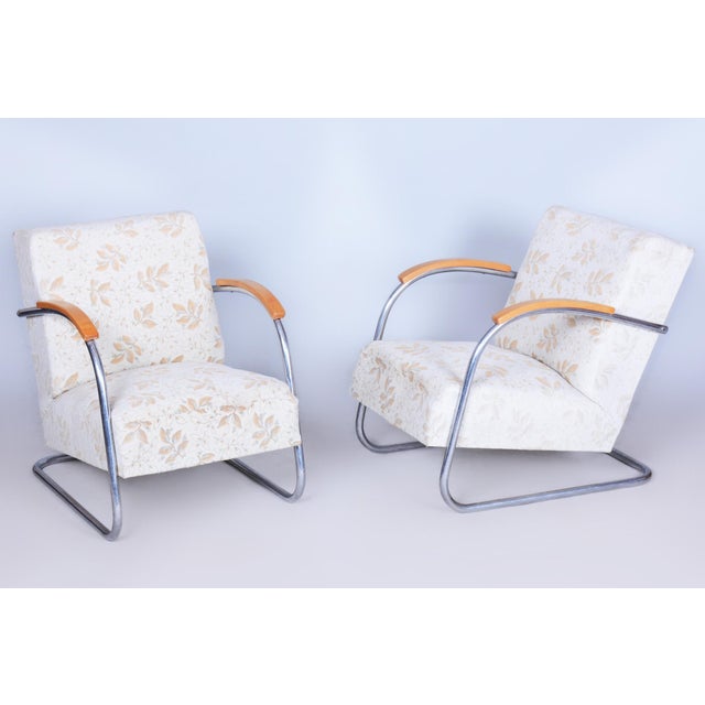 Bauhaus Armchairs in Beech & Chrome attributed to Mücke-Melder, 1930s, Set of 2 For Sale - Image 9 of 10