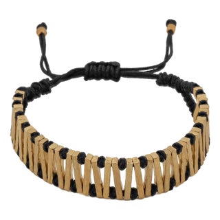 Black & Gold Woven Unisex Adjustable Bracelet For Sale