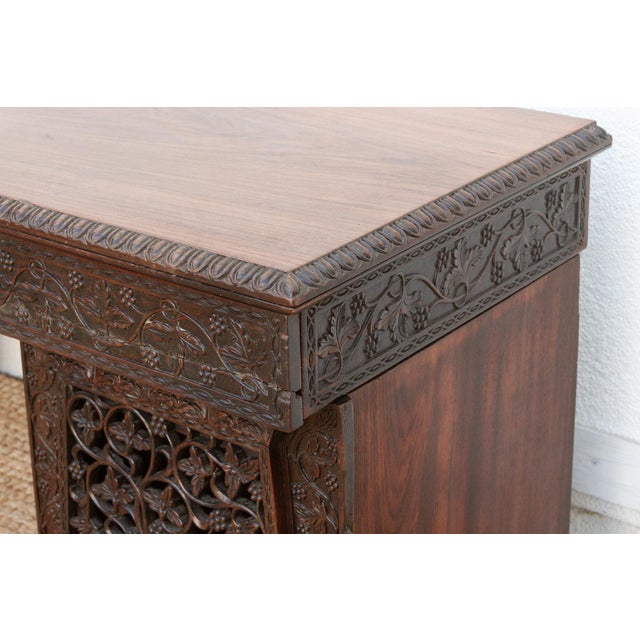 Finely Carved Anglo-Indian Rosewood Pedestal Desk For Sale - Image 11 of 12